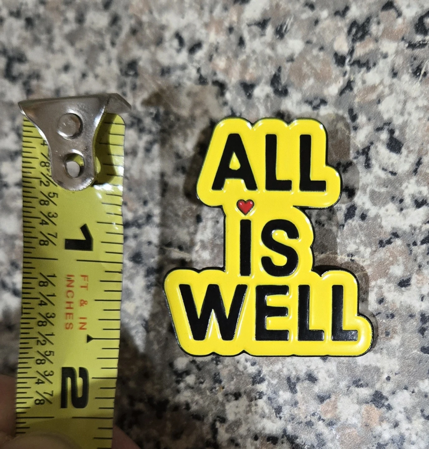 ALL IS WELL Brooch Enamel Pin-Black & Yellow W Heart 🥕 - photo 2
