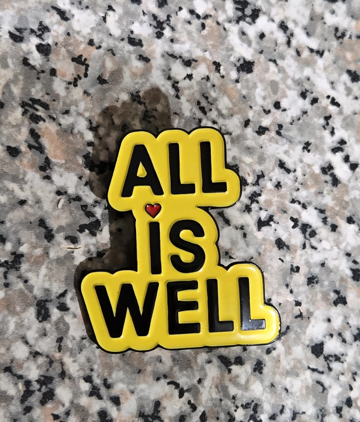ALL IS WELL Brooch Enamel Pin-Black & Yellow W Heart 🥕 - photo 4