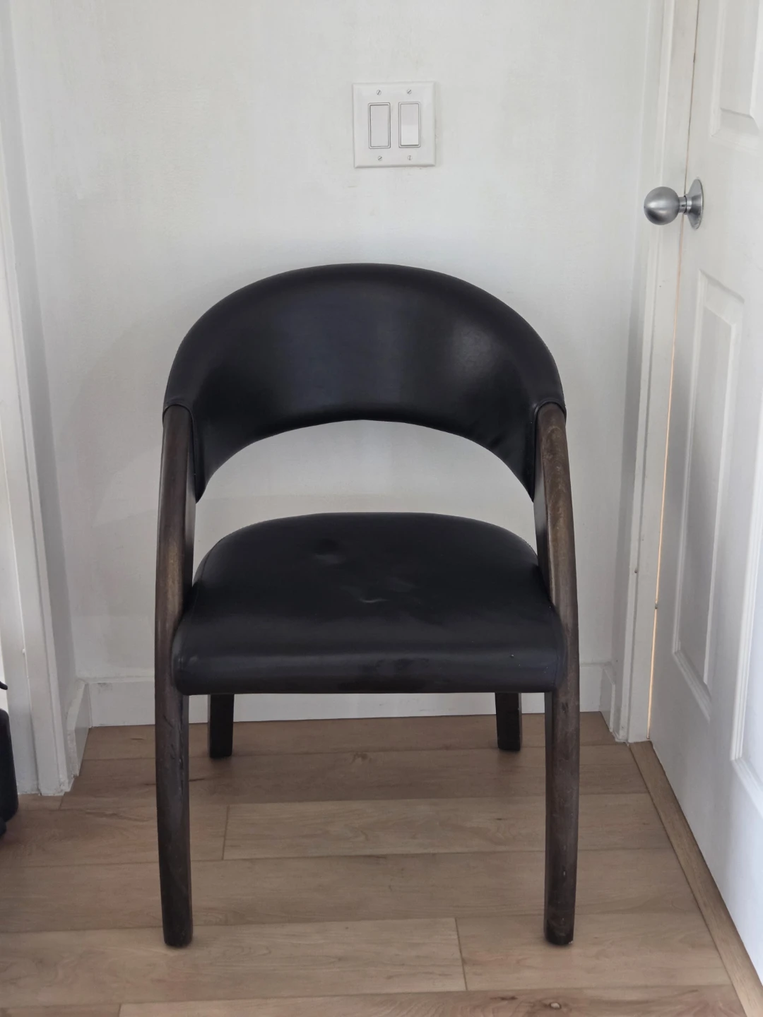 Black Accent Chair with Wooden Legs