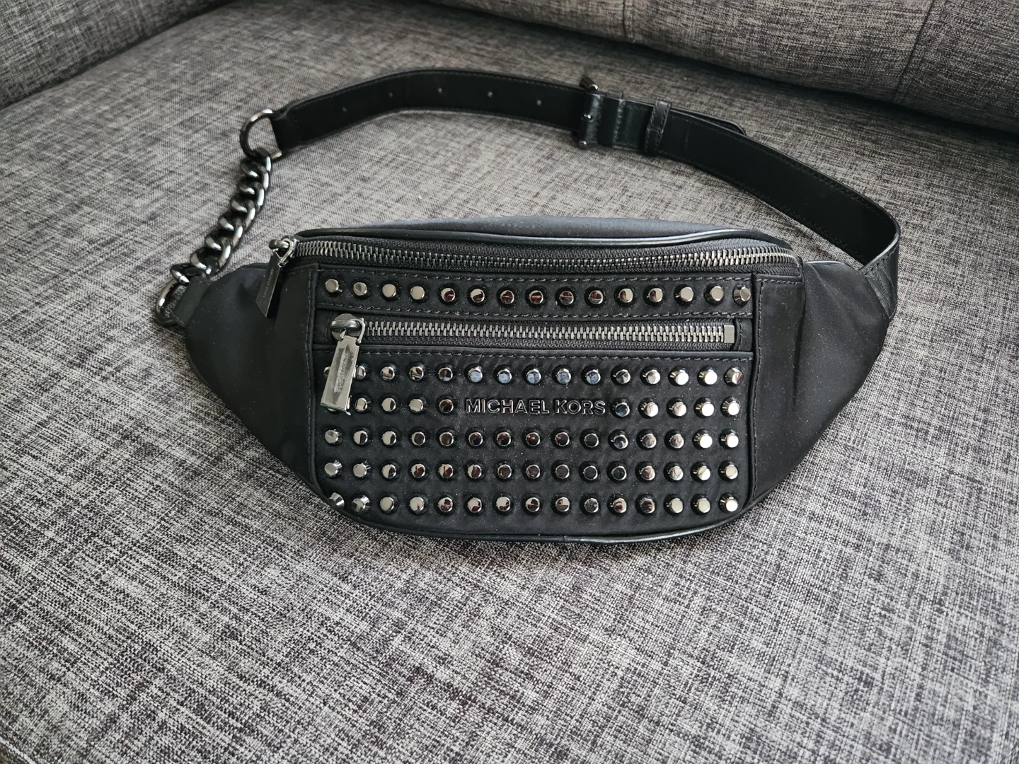 Michael Kors Black Studded Fanny Pack Belt Bag