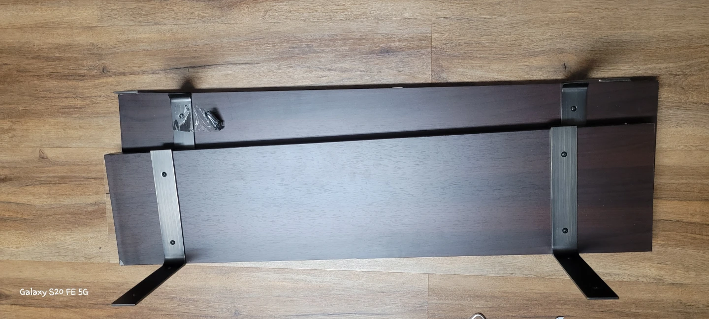 Dark Brown Wooden Shelves with Metal Brackets - photo 2