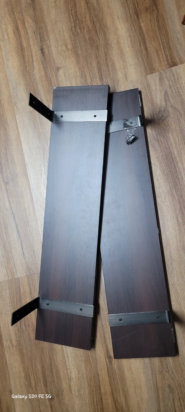 Dark Brown Wooden Shelves with Metal Brackets - photo 3