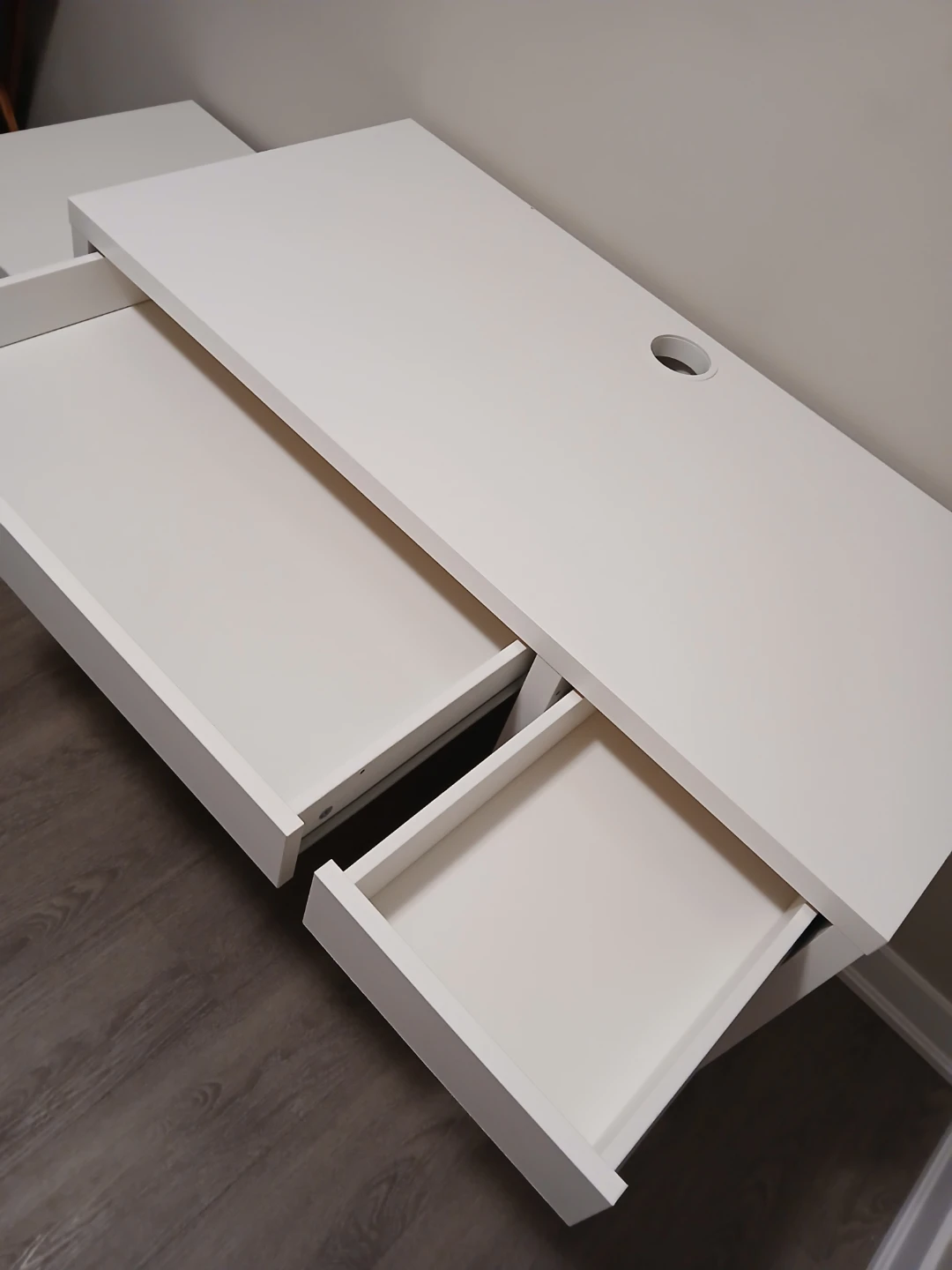 White IKEA Micke Desk with Drawers and Cabinet - photo 2