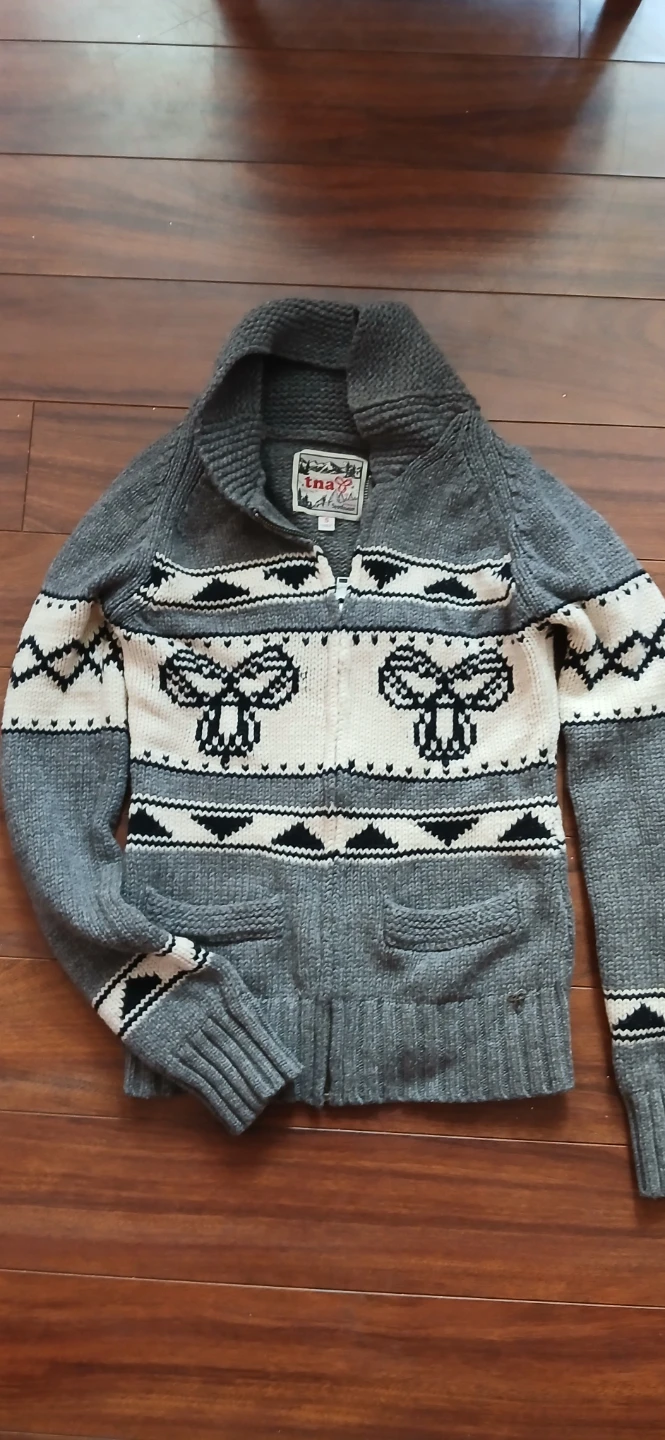 TNA "Sportswear" Grey Zip-Up Sweater
