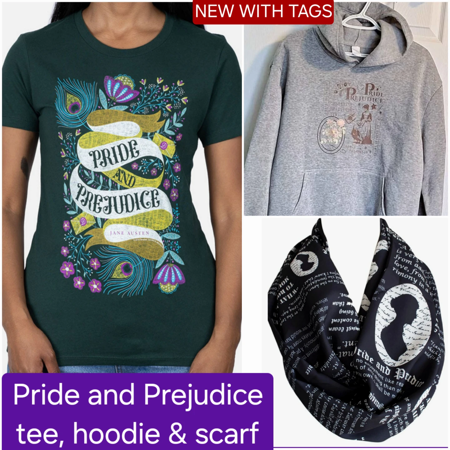 Pride and Prejudice clothing - NEW - tee, hoodie, scarf