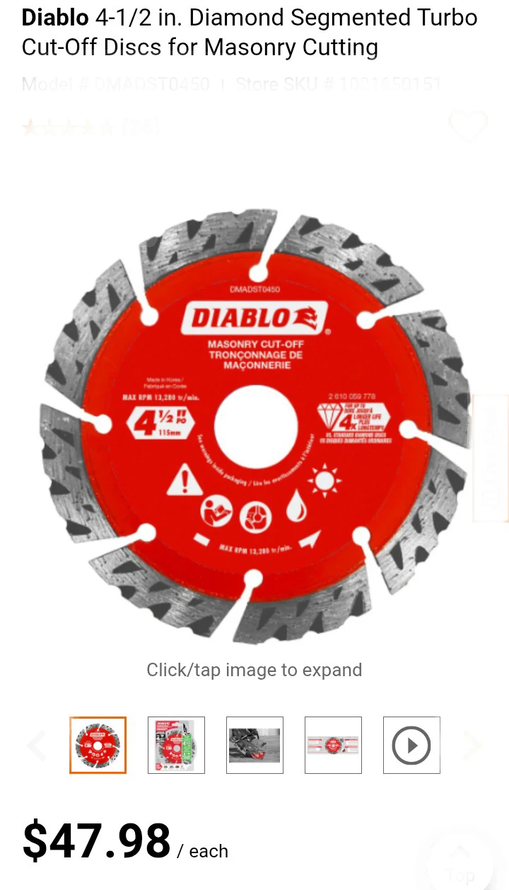 Diablo 4-1/2 in. Diamond Segmented Cut-Off Disc for Masonry
