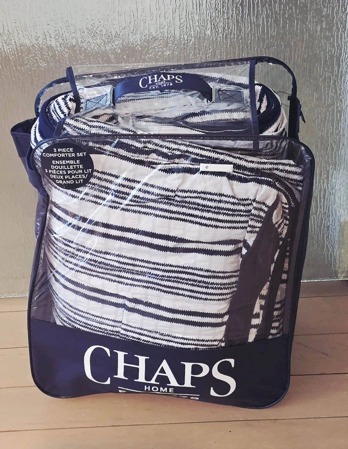 Chaps Home 3 Piece Comforter Set - Navy Stripe