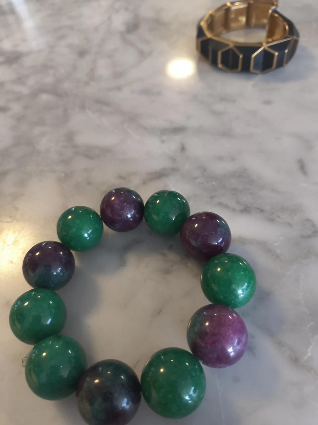 Green and Purple Beaded Bracelet