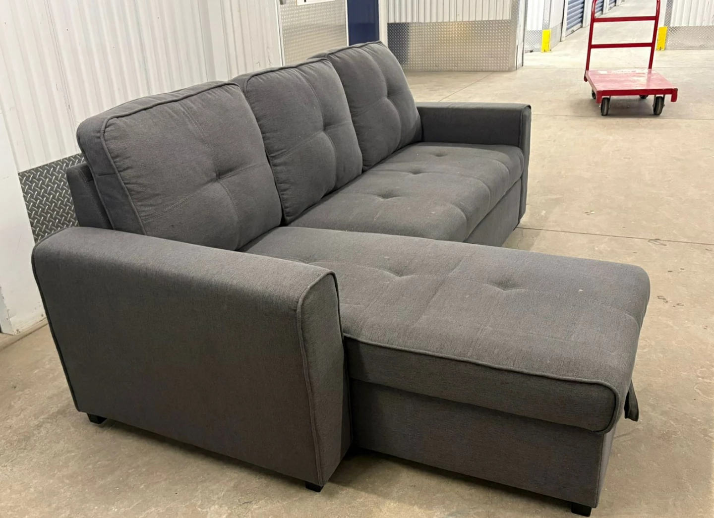 Grey Sectional Sofa with Storage Chaise - photo 2