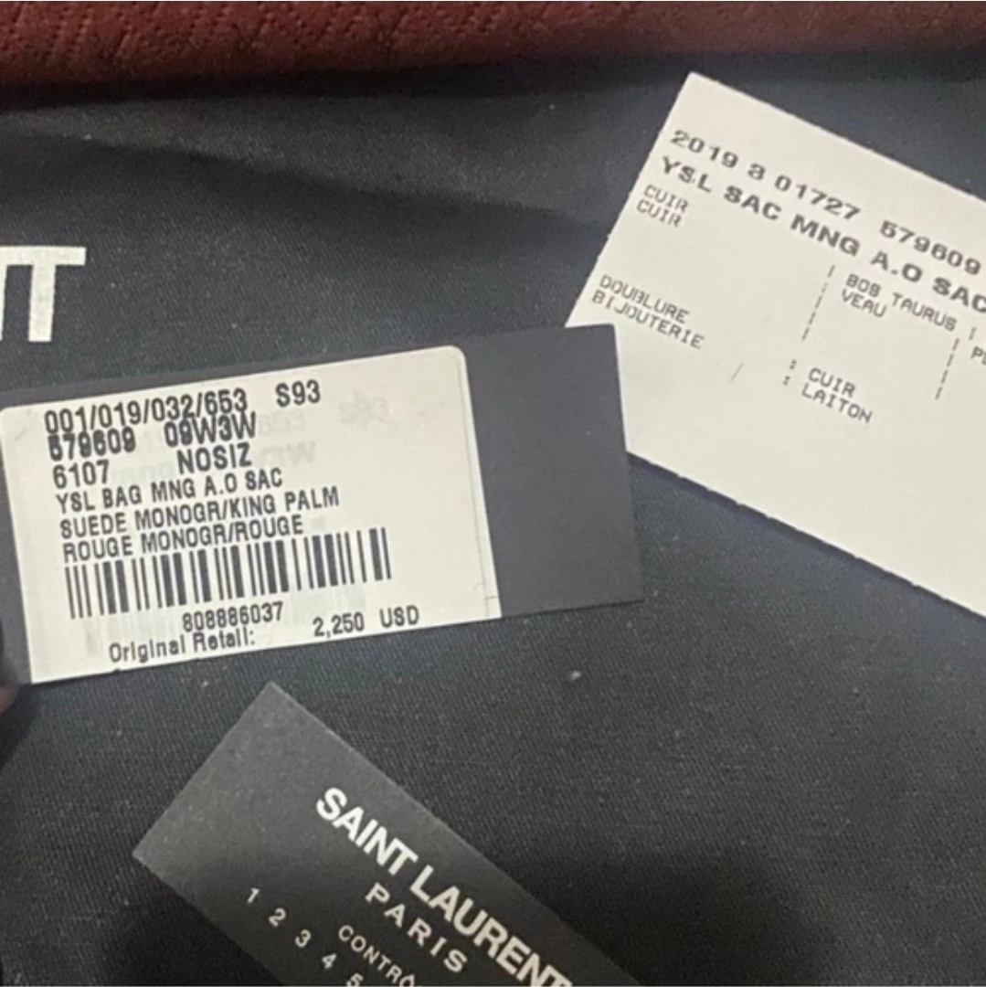 Saint Laurent Red Suede Monogr A.O Sac Bag - photo 4