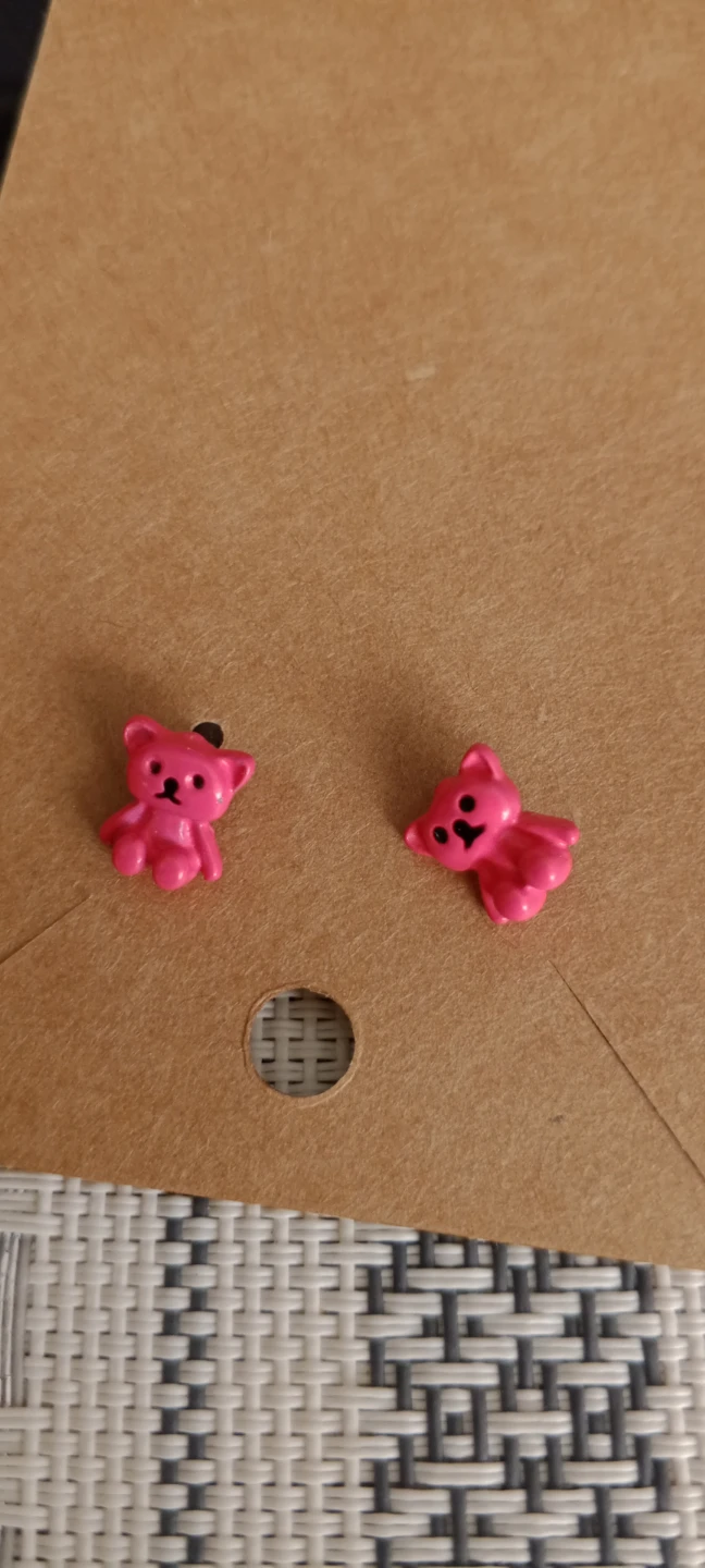 Pink Teddy Bear Stud Earrings
