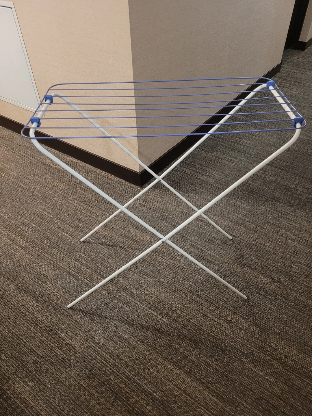 White Drying Rack with Blue Cords