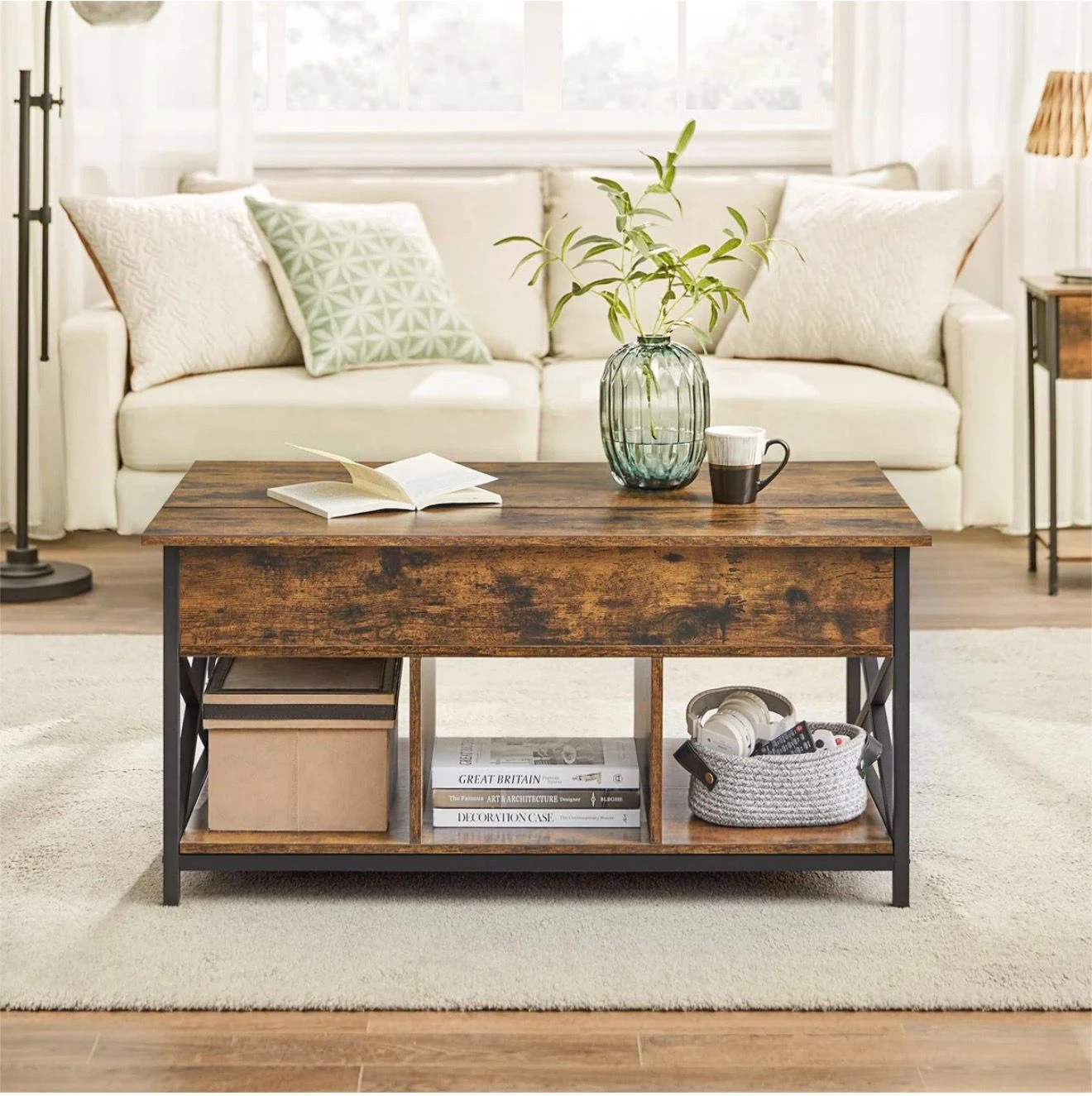 Lift Top Coffee Table with Storage - photo 2