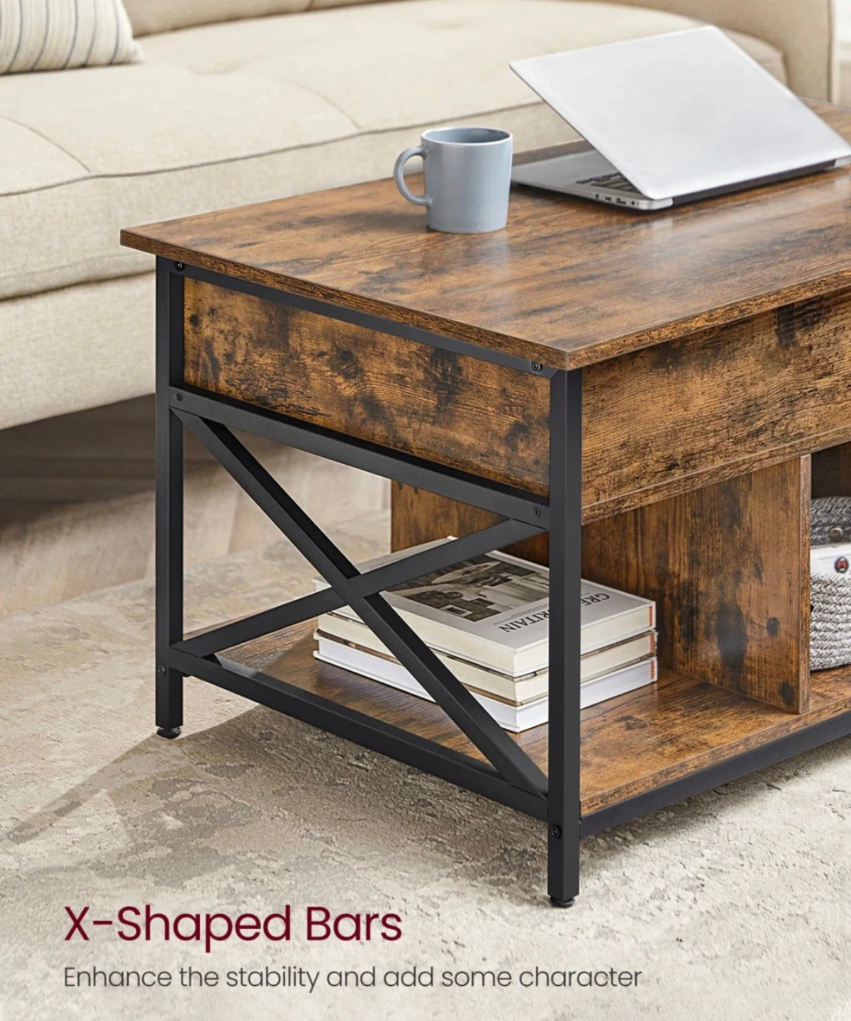 Lift Top Coffee Table with Storage - photo 3