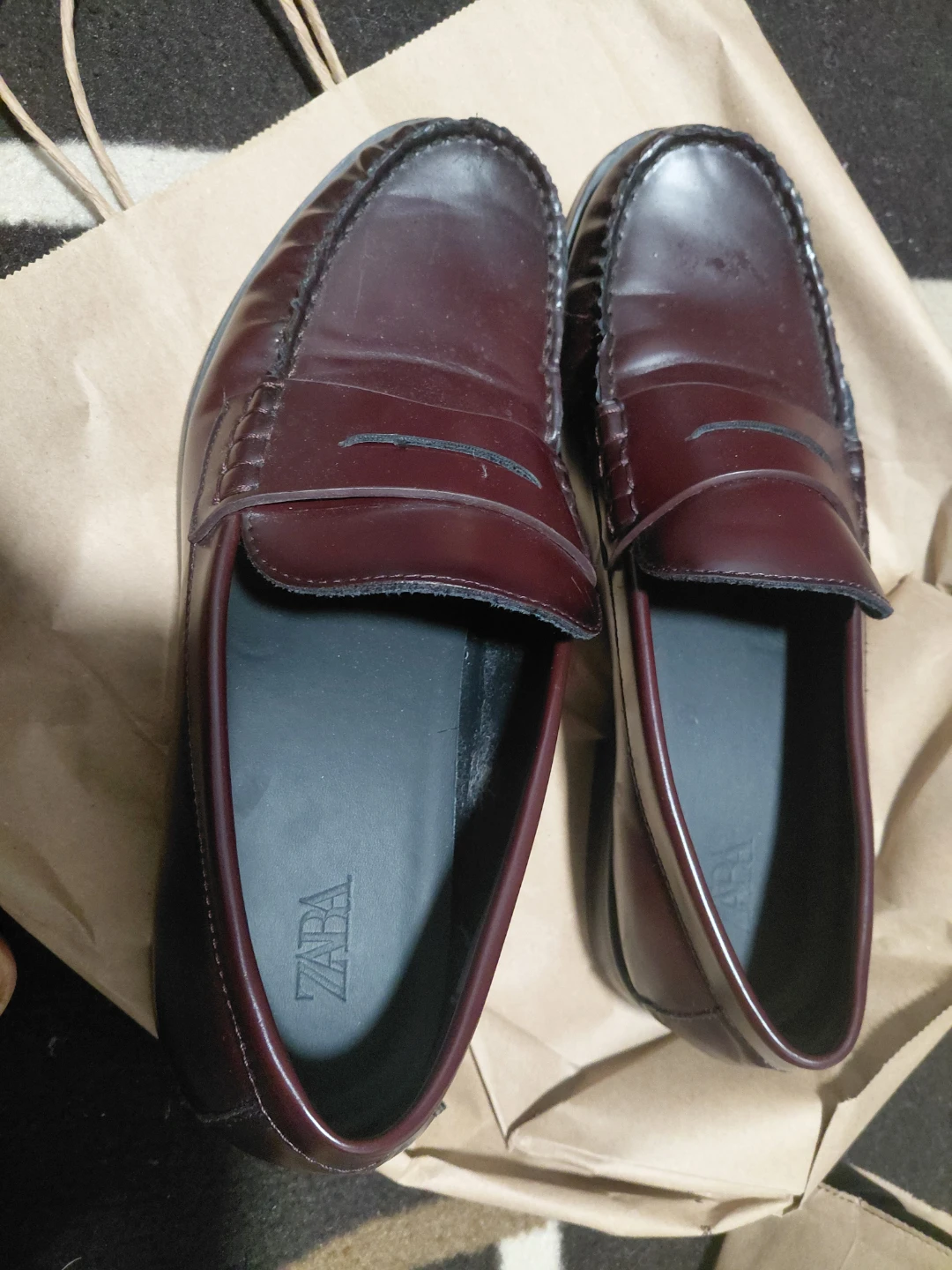 ZARA Burgundy Leather Loafers - EUR 43