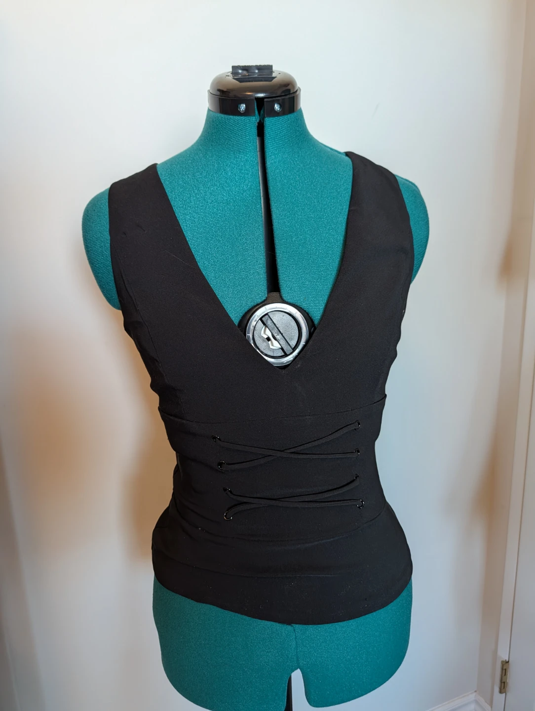 Dynamite Black Sleeveless V-Neck Top with Zip Back