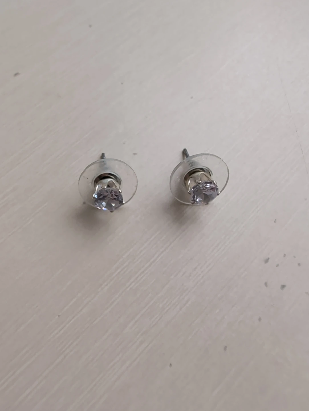 Silver stud earrings with clear cubic zirconia
