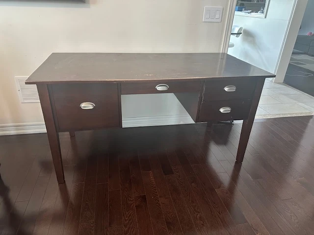 Dark Wood Desk with Drawers
