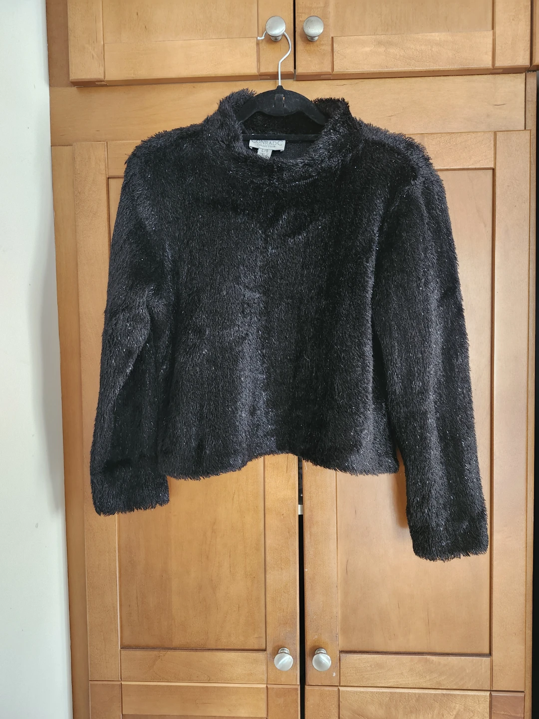 Conrad C Faux Fur Mock Neck Sweater