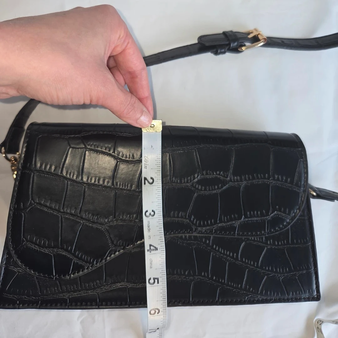 Black Croc-Embossed Shoulder Bag - photo 2