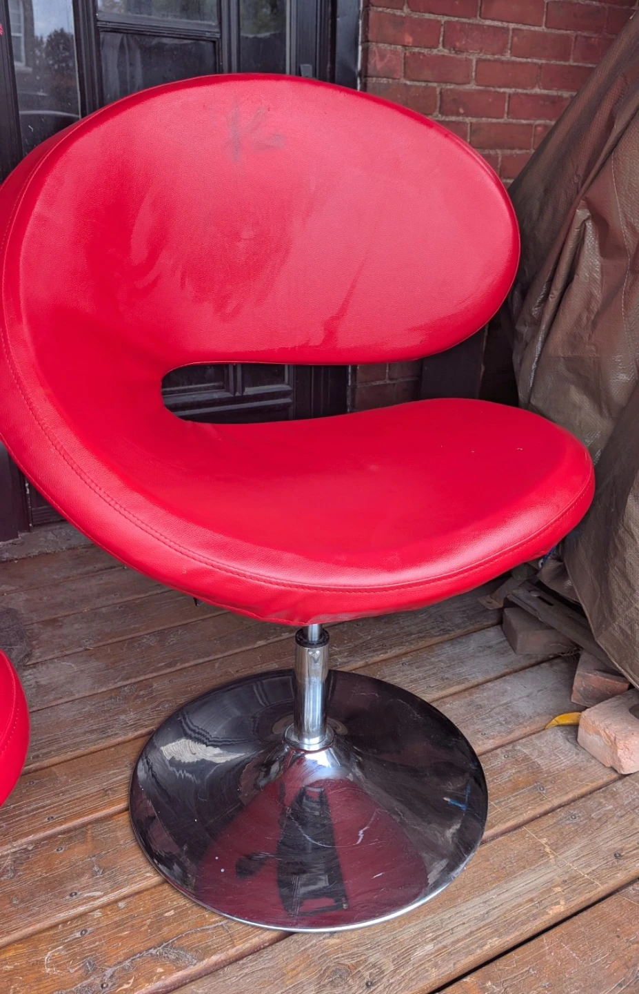 Red Swivel Accent Chair, adjustable height. Hair pair - photo 5