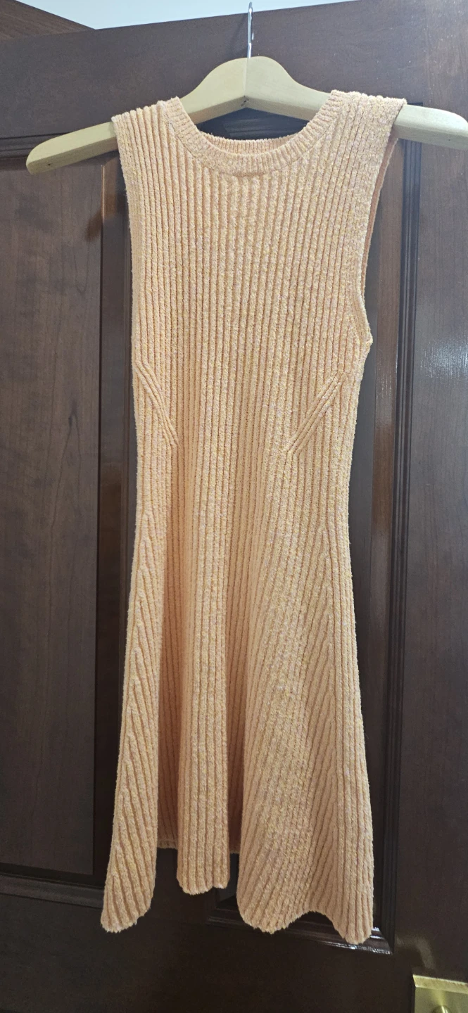 ZARA Ribbed Knit Sleeveless Dress - Peach, Size XS