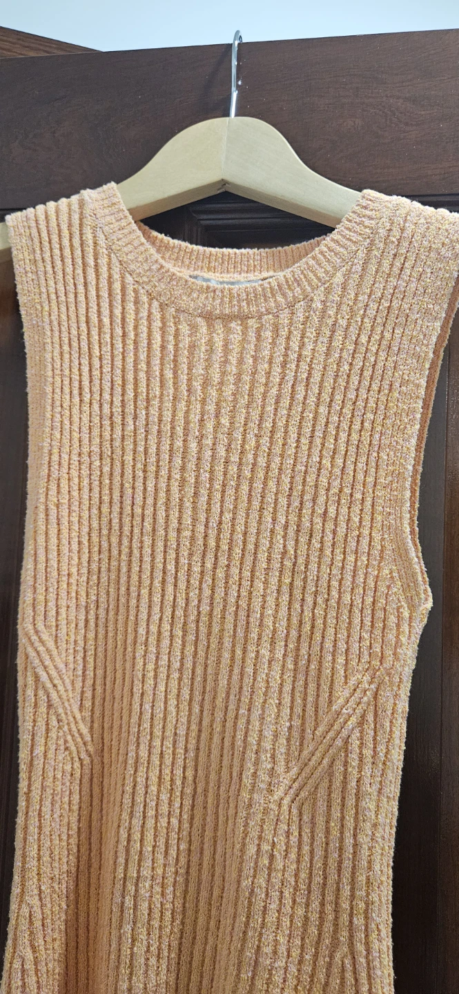 ZARA Ribbed Knit Sleeveless Dress - Peach, Size XS - photo 2