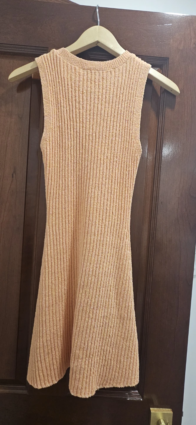 ZARA Ribbed Knit Sleeveless Dress - Peach, Size XS - photo 4