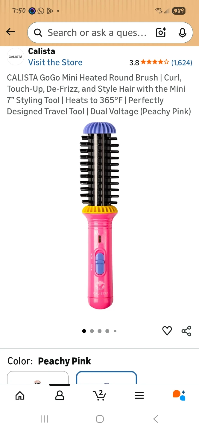 Calista GoGo Mini Heated Round Brush - Peachy Pink