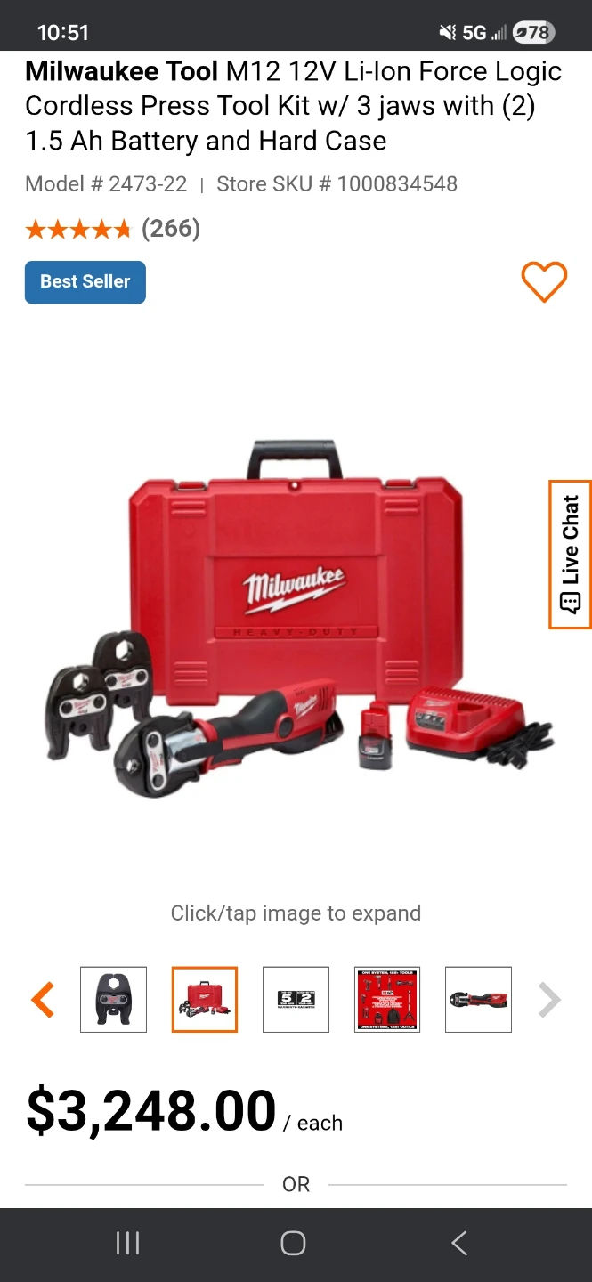 Milwaukee M12 12V cordless press tool