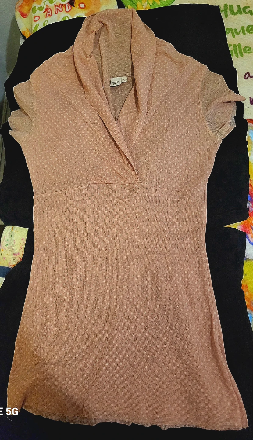 Sweet Pear Polka Dot Collared Top - Size S