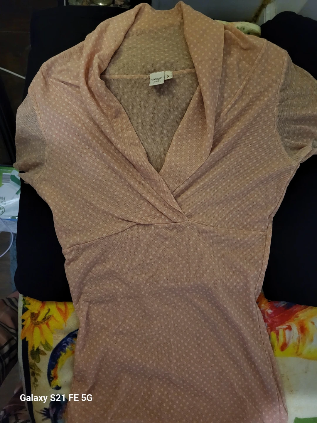 Sweet Pear Polka Dot Collared Top - Size S - photo 3