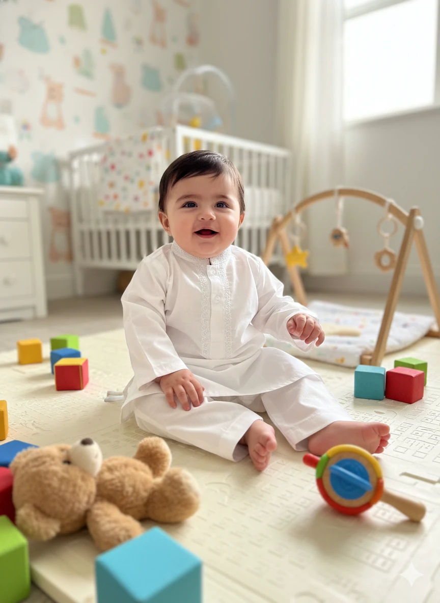 White Boys Kurta Pajama Set - photo 2