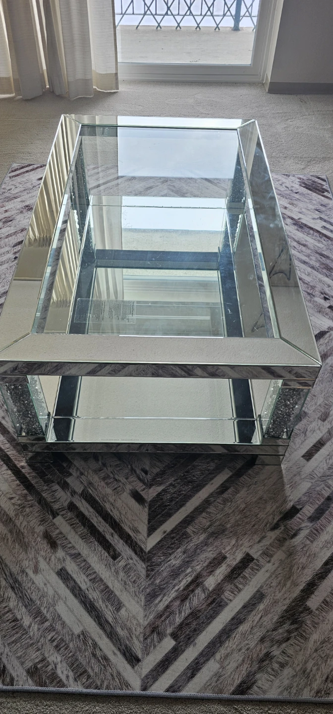 Mirrored Coffee Table with Crushed Diamond Accents - photo 5