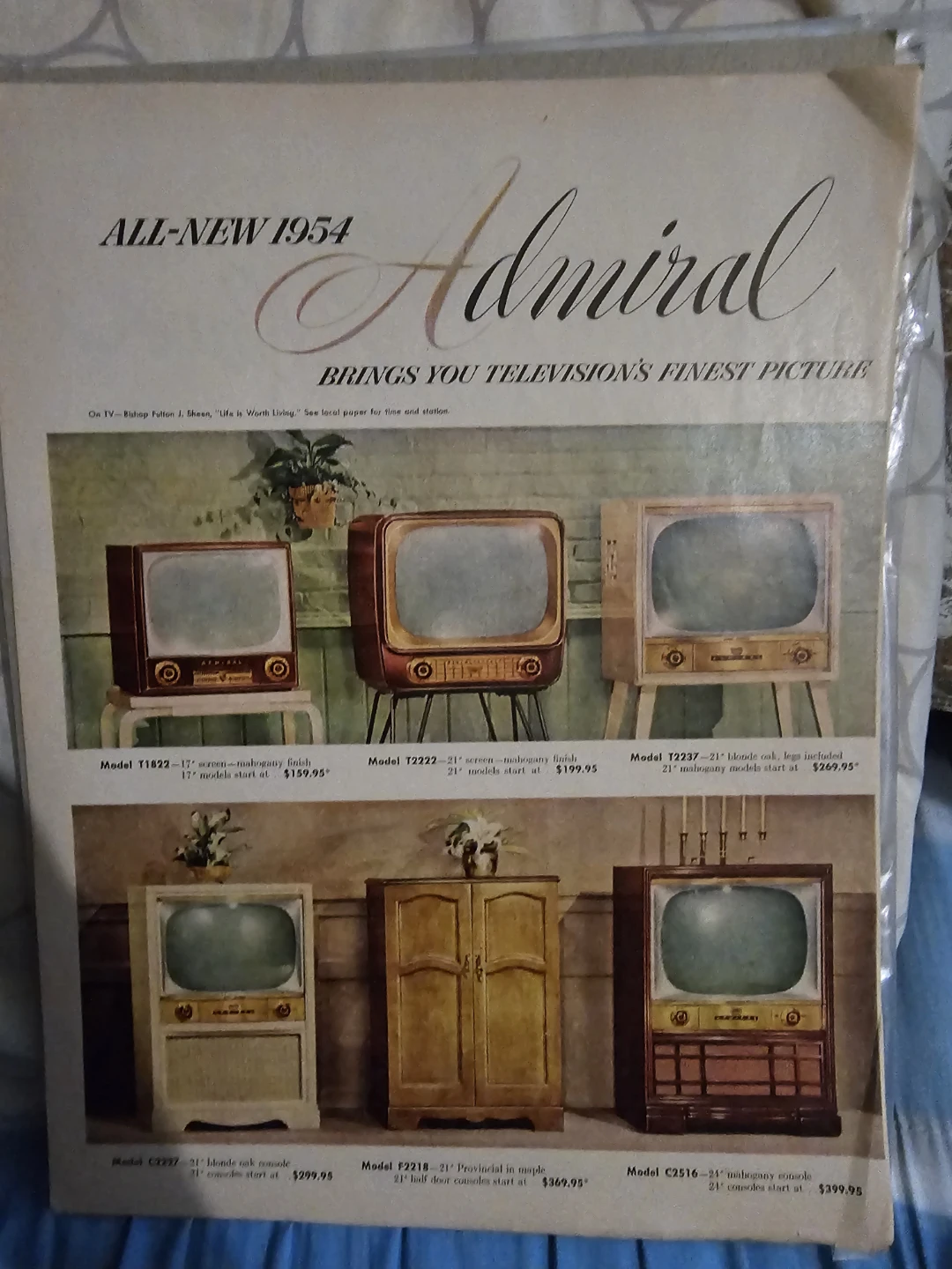 Admiral 1954 Television Set Ad Page