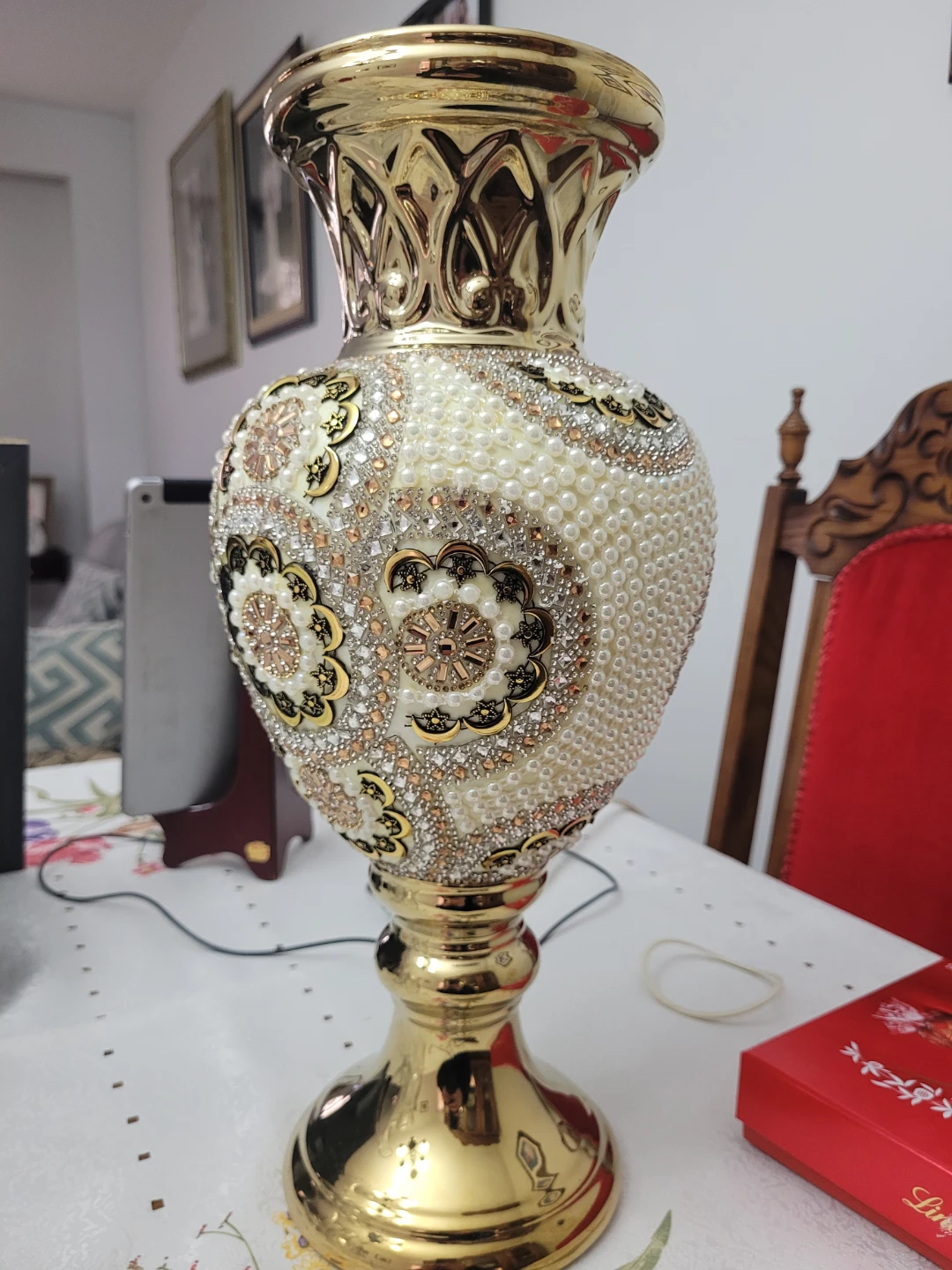 Decorative Gold and Pearl Vase