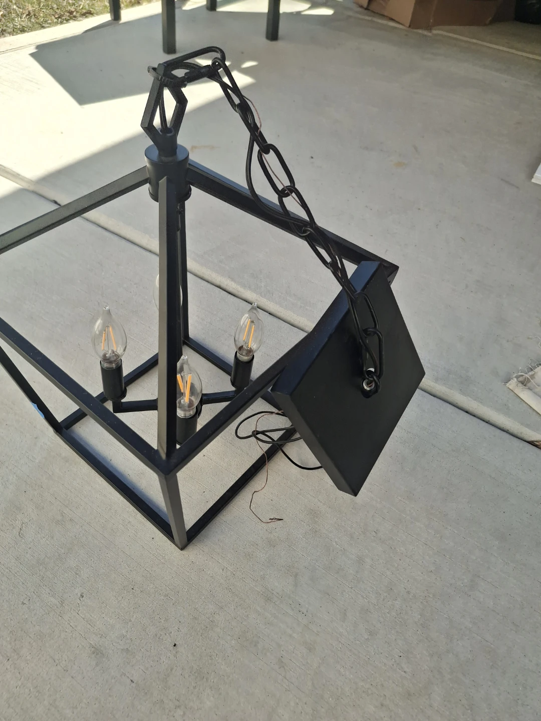 Black Geometric Cage Pendant Light Fixture - photo 3