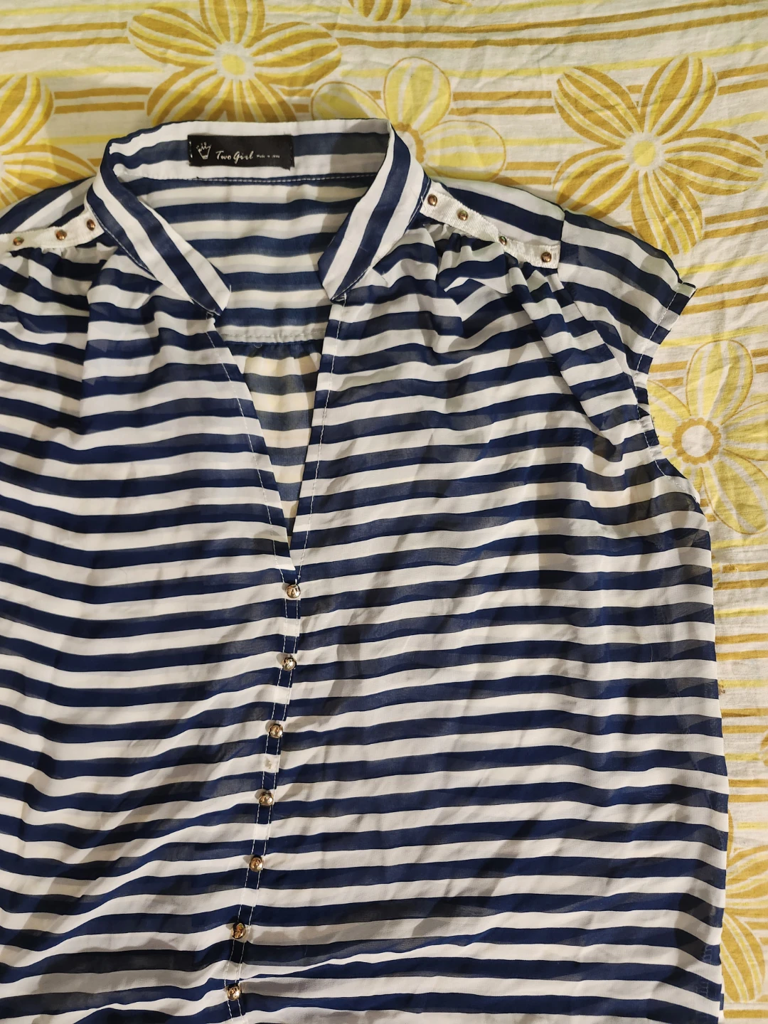 Blue and white striped blouse - photo 3