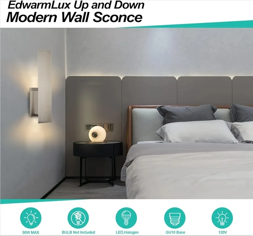 Up and Down Modern Wall Sconce - Brushed Nickel (2 Pack) - photo 5