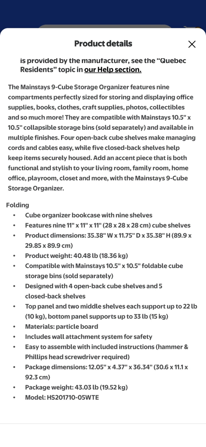 Mainstays 9-Cube Storage Organizer - White - photo 3