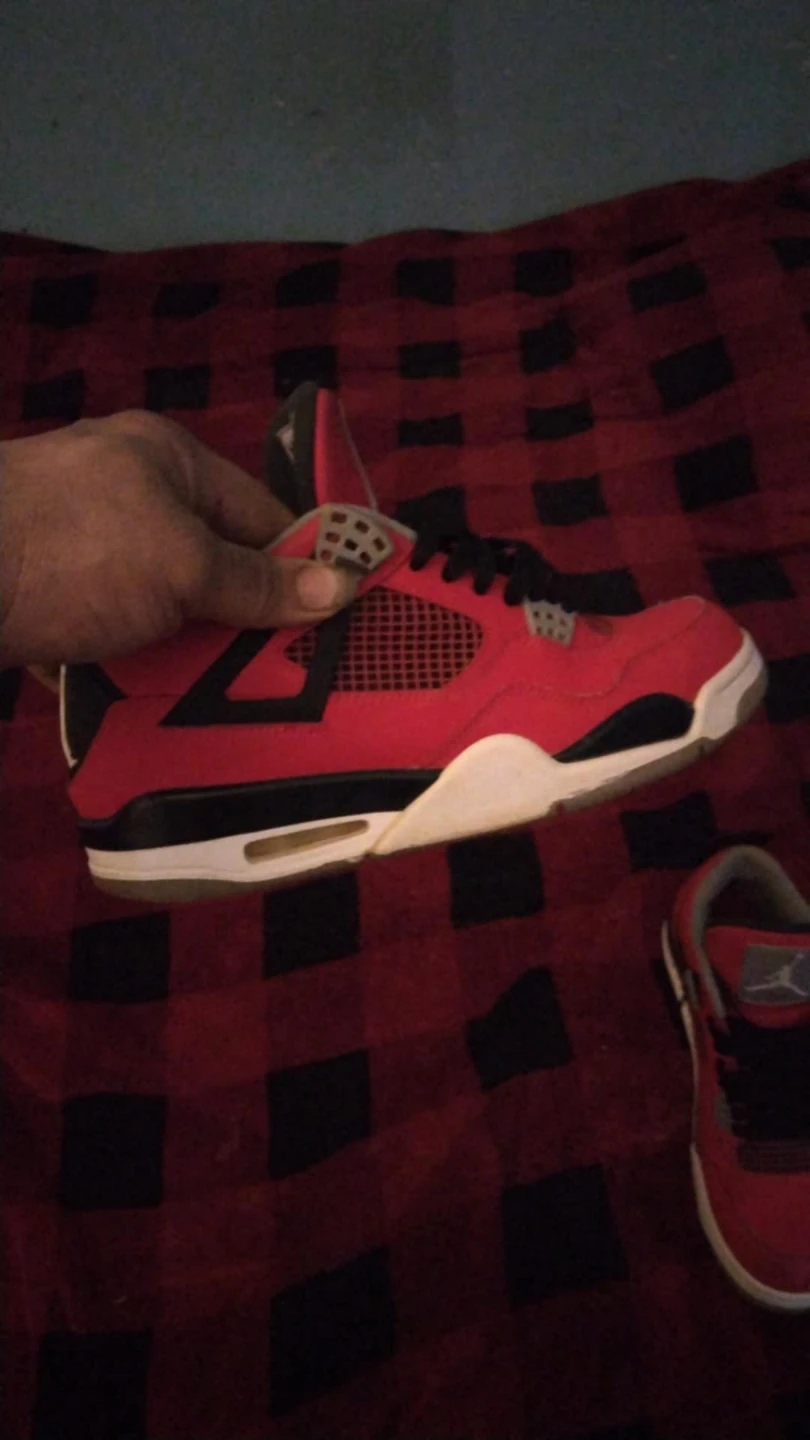 Air Jordan 4 Red Black White Sneakers - photo 2
