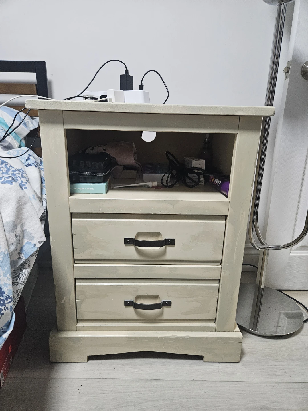 Light Beige 2-Drawer Nightstand