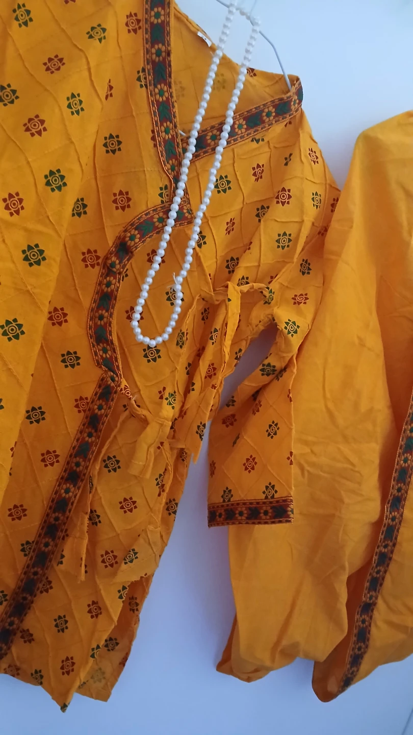 Orange Printed Kurta and Pants Set