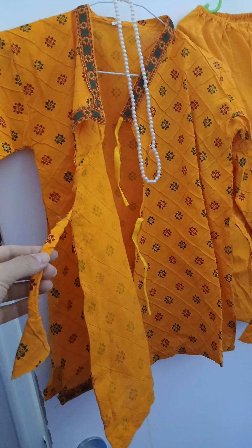 Orange Printed Kurta and Pants Set - photo 3