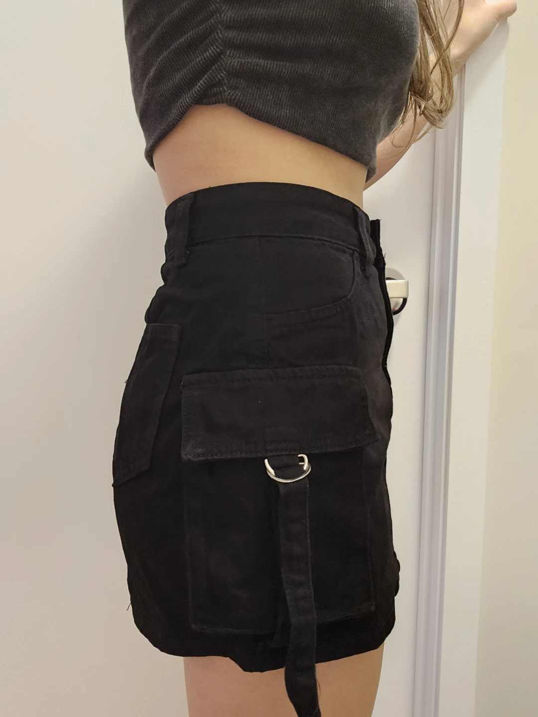 Black Cargo Mini Skirt - photo 2