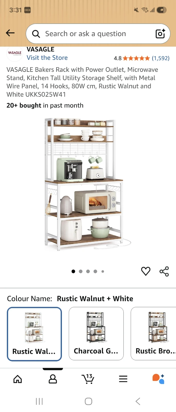 VASAGLE Bakers Rack with Power Outlet - photo 5