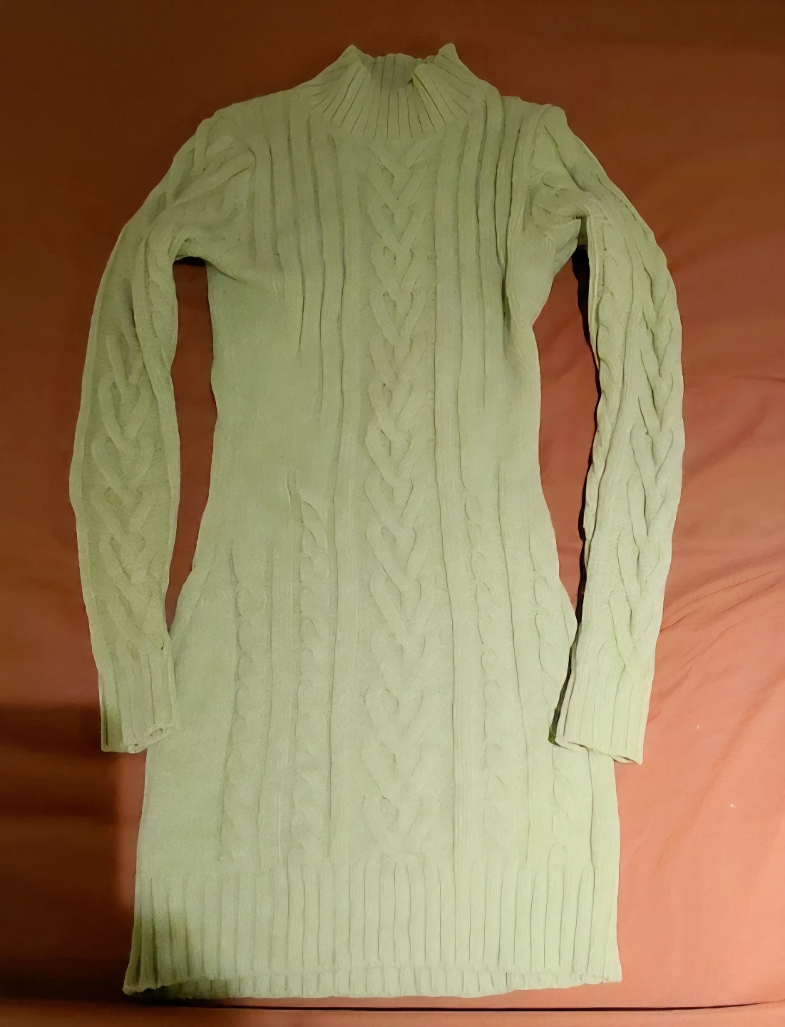 Light Green Knit Sweater Dress