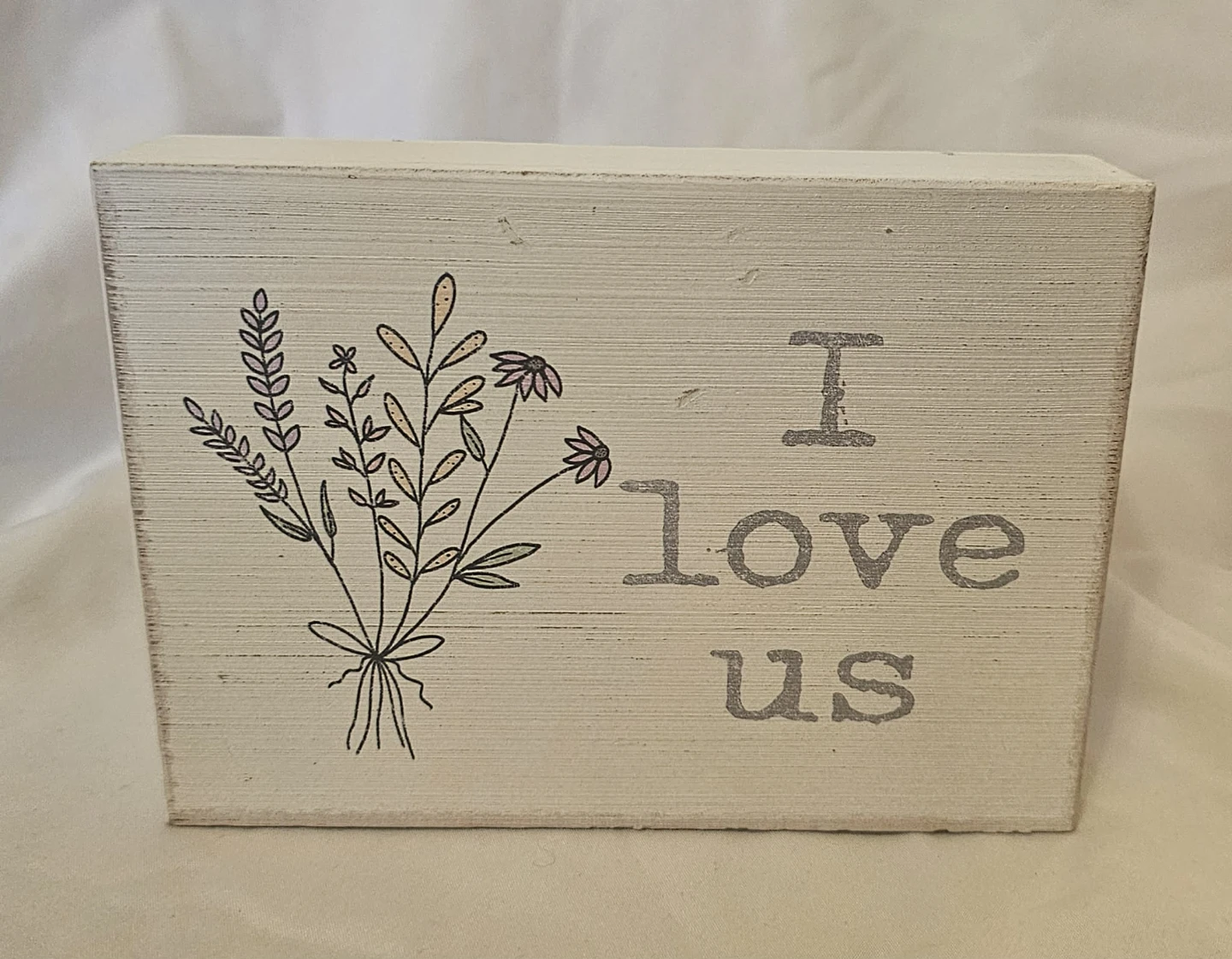 Quill to Paper by Sixtrees Floral "I Love Us" Wood Decor Plaque