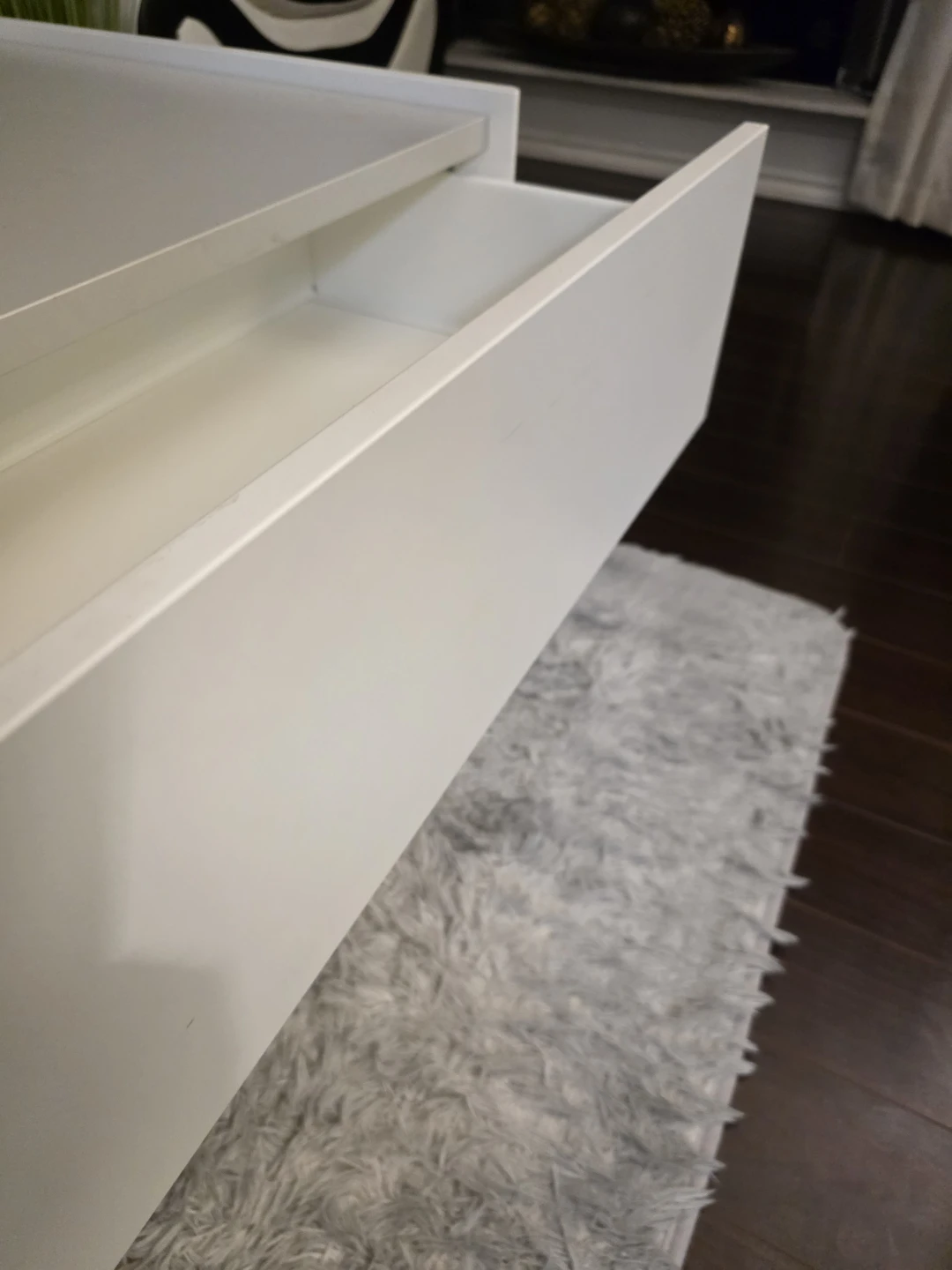 White Coffee Table with Drawer - photo 2