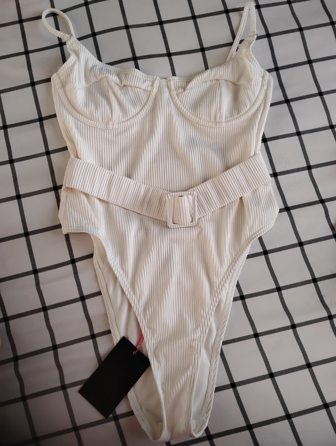 White Ribbed Swimsuit Size US 6